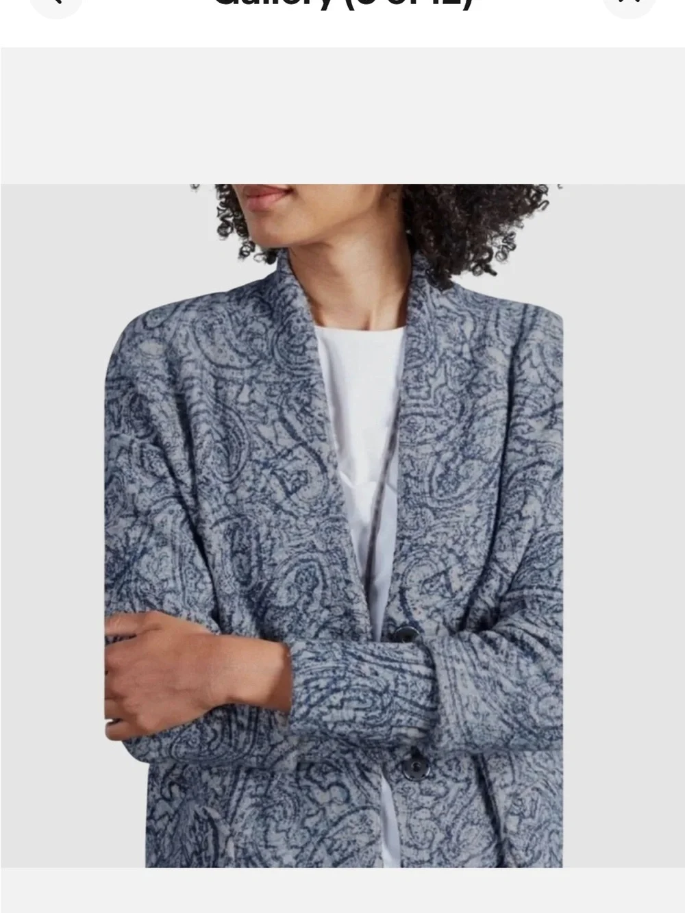 J. Jill Paisley-Pattern Open-Front Coatigan in Blue-Gray
